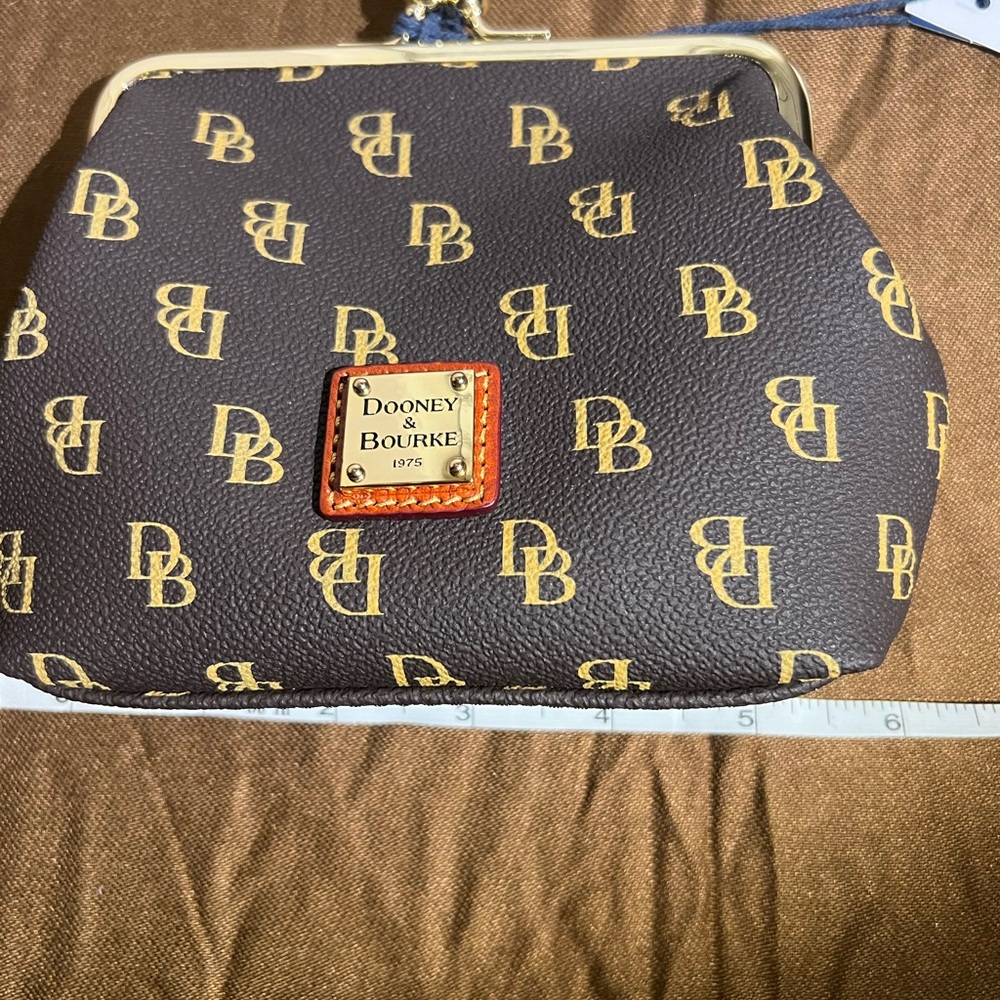Dooney & Burke dark brown kiss lock coin purse and wallet w/gold accents / NWT - Picture 5 of 6